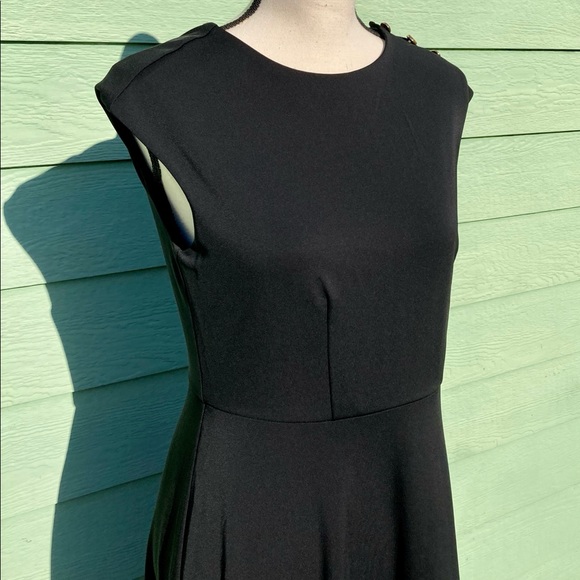 Shoulder Button Matte Jersey Flare Dress - Picture 9 of 16